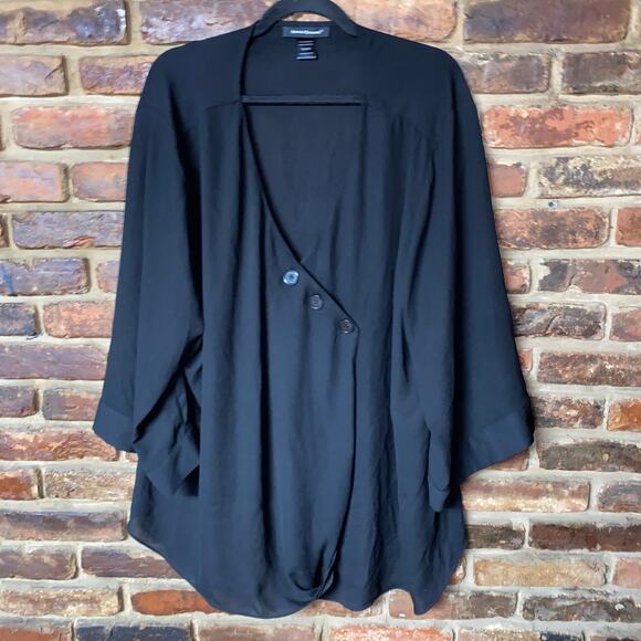 Ashley Stewart 3/4 Sleeve Wrap Button Down Top Women's Size 26/28W - Picture 1 of 6